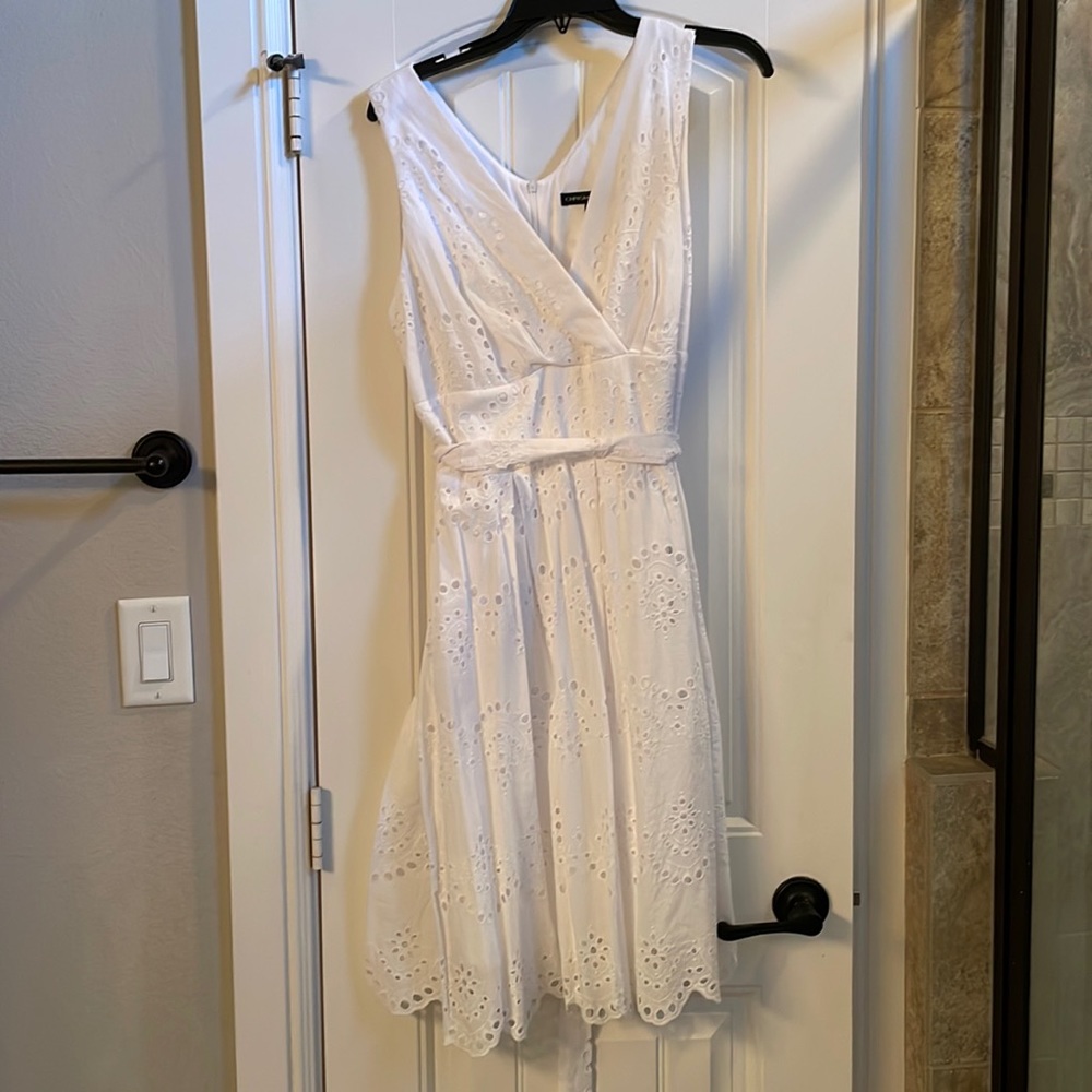 White eyelet sleeveless dress-size 14-never worn